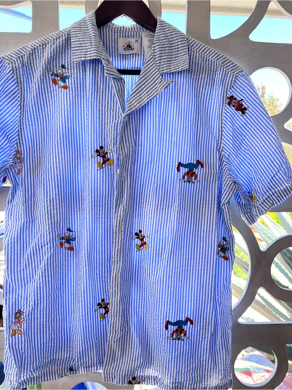 Mickey Mouse and Friends Woven Striped Shirt for Adults size LARGE
